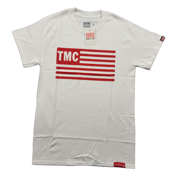 The Marathon Clothing TMC Shirt Mens Small White Graphic Tee Logo Run A Lap - Picture 1 of 8